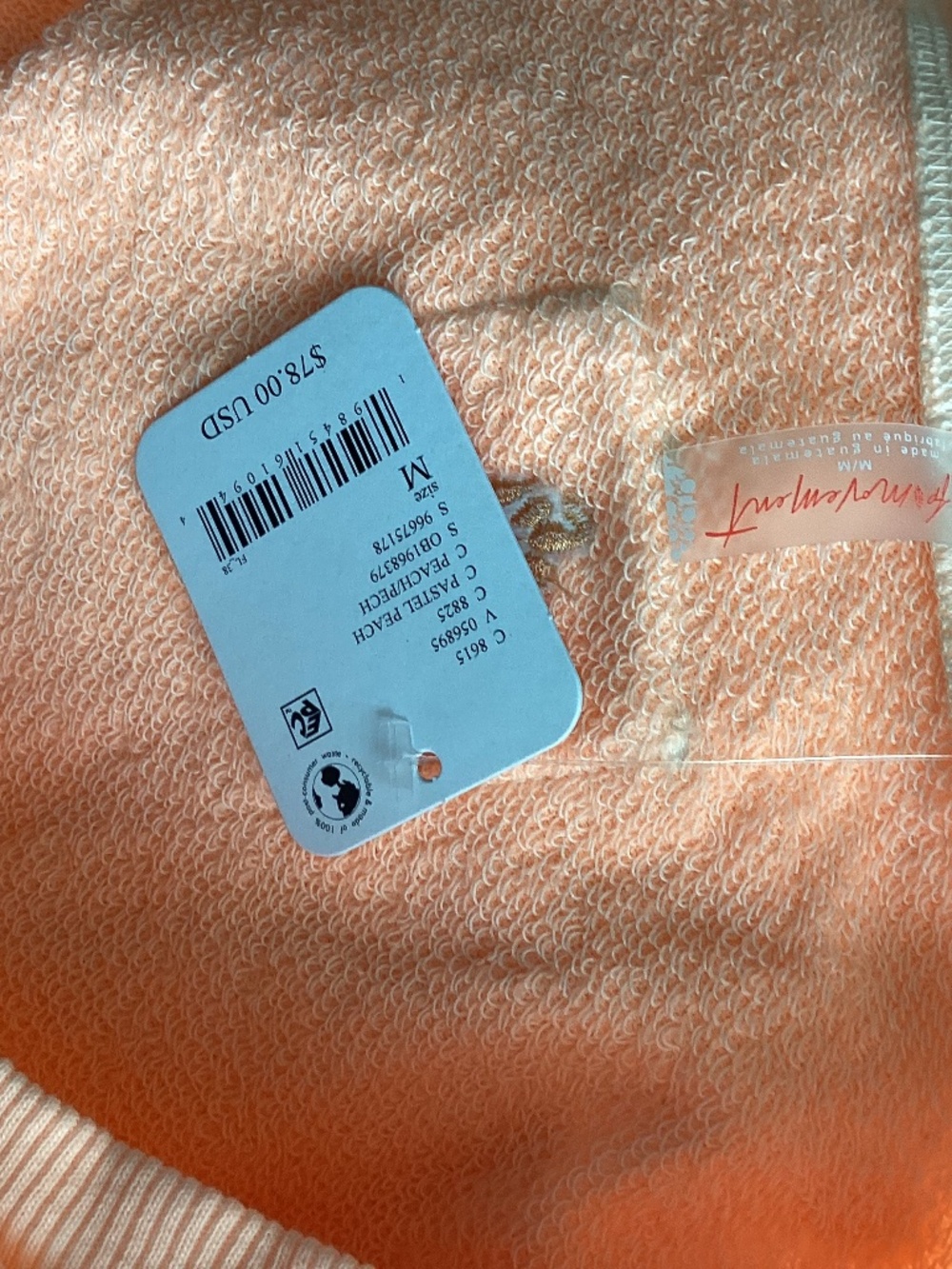 NWT FREE PEOPLE MOVEMENT PASTEL PEACH SWEATSHIRT HIGH LOW SZ MEDIUM - Picture 16 of 16